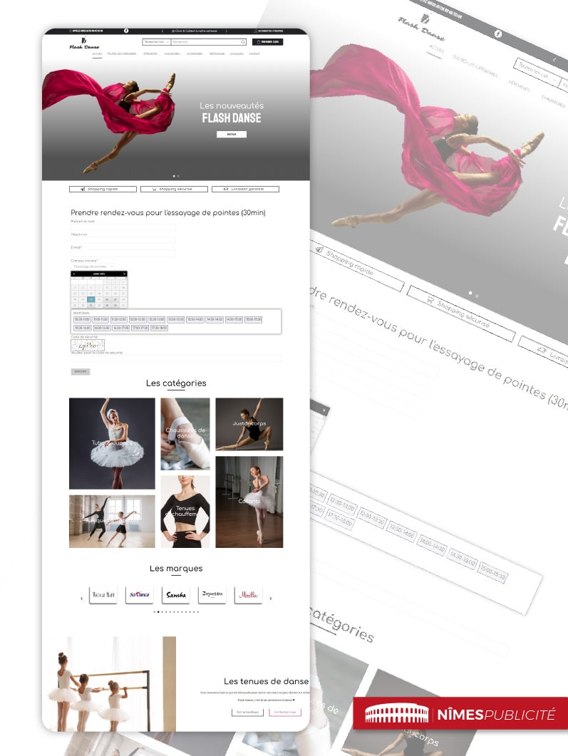 Site internet pour une boutique de vêtements et d'accessoires de danse - Flash Danse 30